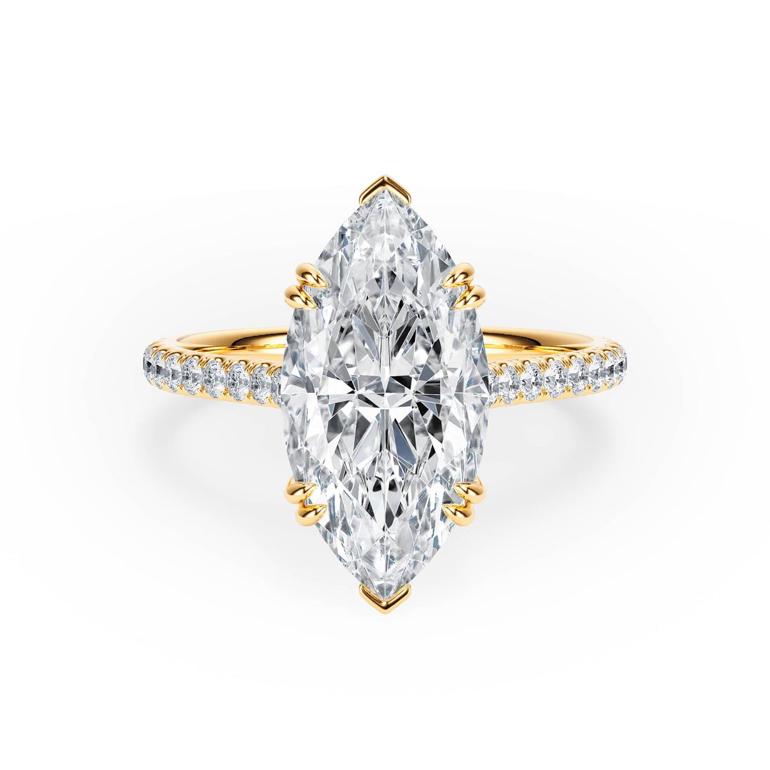 Elevé Marquise Diamond Engagement Ring with Pavé Band - R1096 in Ring by 18 KARATS INC.