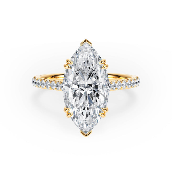 Elevé Marquise Diamond Engagement Ring with Pavé Band - R1096 in Ring by 18 KARATS INC.