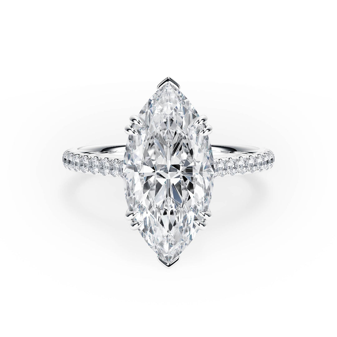 Elevé Marquise Diamond Engagement Ring with Pavé Band - R1096 in Ring by 18 KARATS INC.