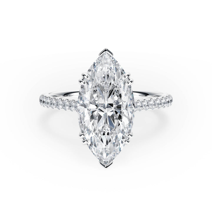 Elevé Marquise Diamond Engagement Ring with Pavé Band - R1096 in Ring by 18 KARATS INC.