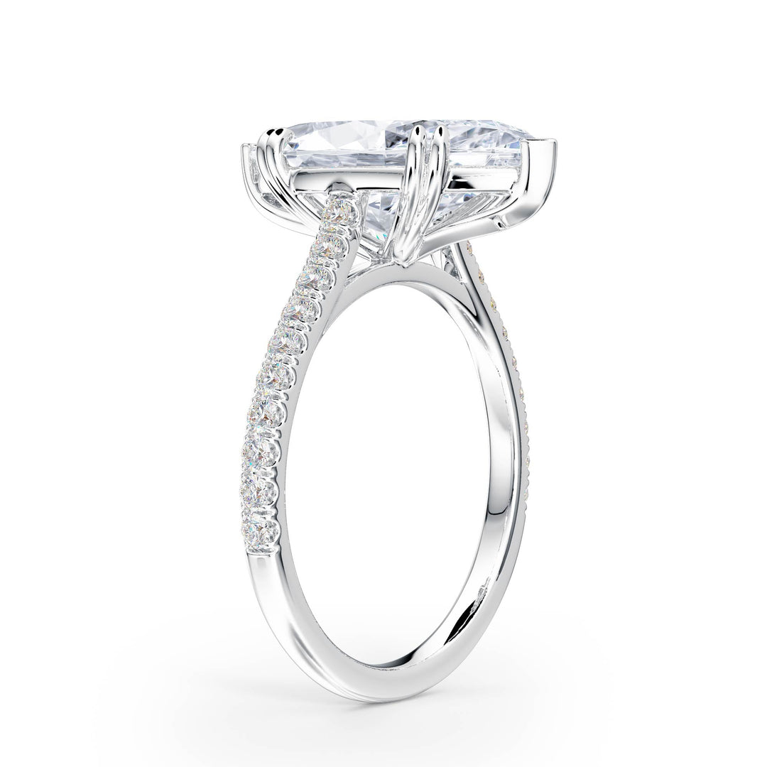 Elevé Marquise Diamond Engagement Ring with Pavé Band - R1096 in Ring by 18 KARATS INC.