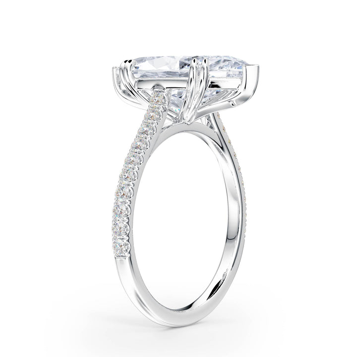 Elevé Marquise Diamond Engagement Ring with Pavé Band - R1096 in Ring by 18 KARATS INC.