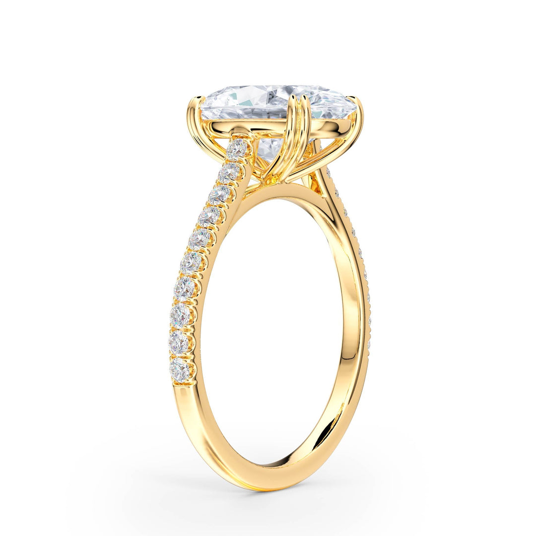 Elevé Oval Diamond Engagement Ring with Pavé Band - R1095 in Ring by 18 KARATS INC.