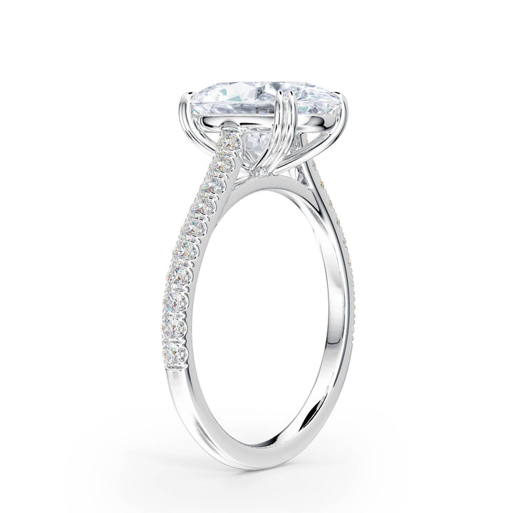 Elevé Oval Diamond Engagement Ring with Pavé Band - R1095 in Ring by 18 KARATS INC.
