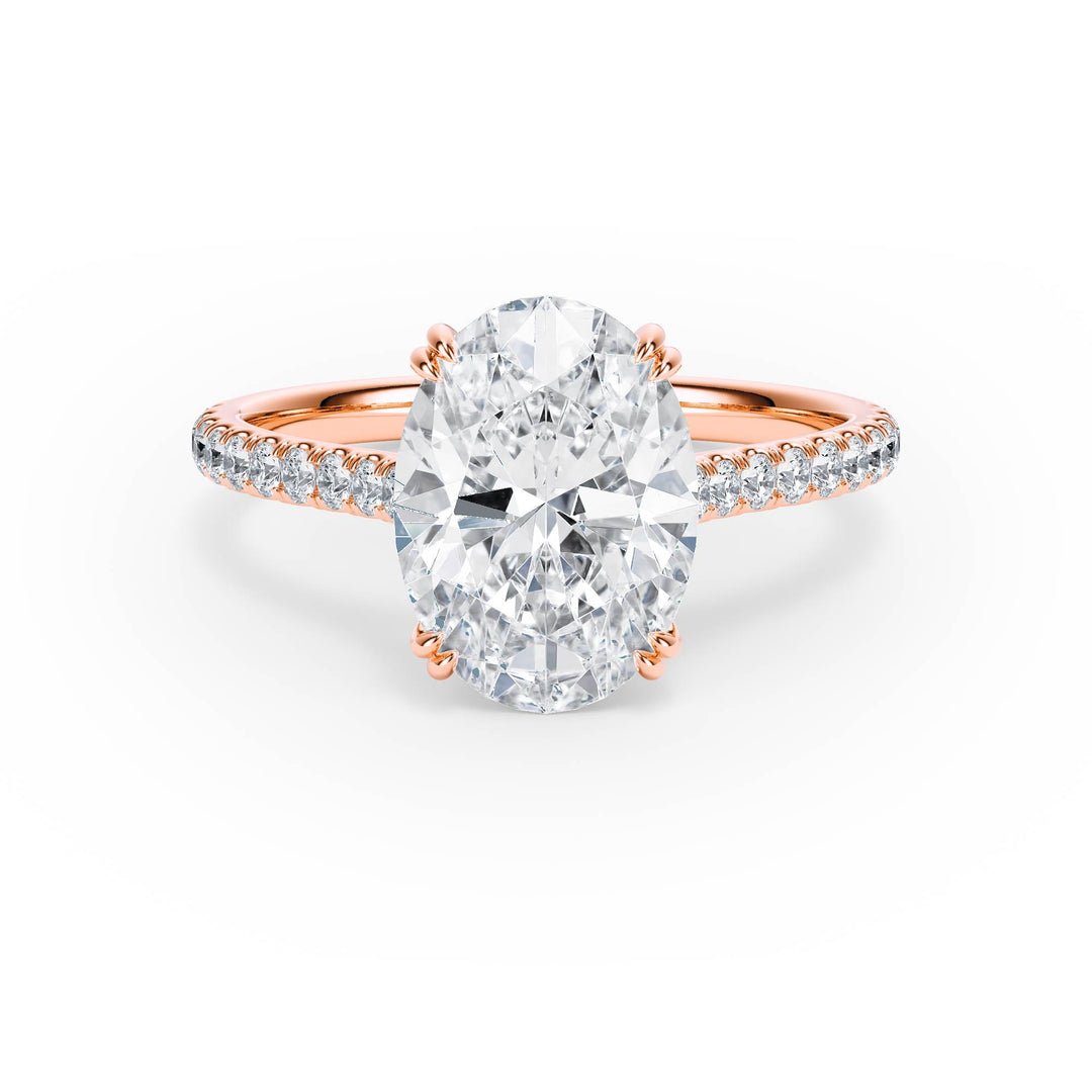 Elevé Oval Diamond Engagement Ring with Pavé Band - R1095 in Ring by 18 KARATS INC.