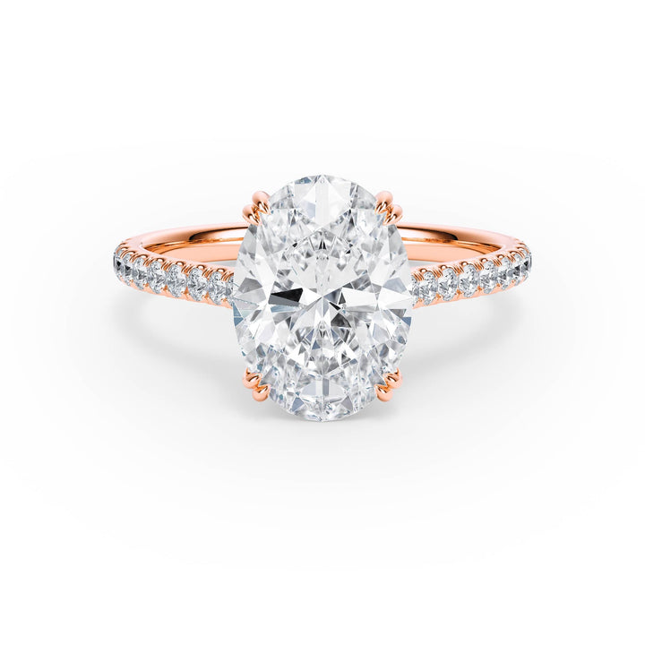 Elevé Oval Diamond Engagement Ring with Pavé Band - R1095 in Ring by 18 KARATS INC.
