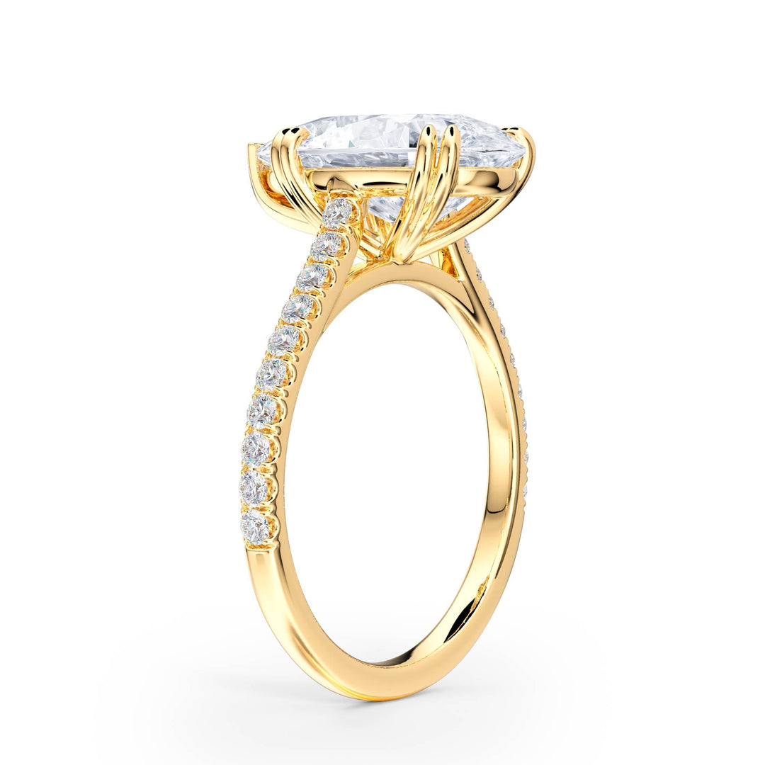 Elevé Pear Diamond Engagement Ring with Pavé Band - R1094 in Ring by 18 KARATS INC.