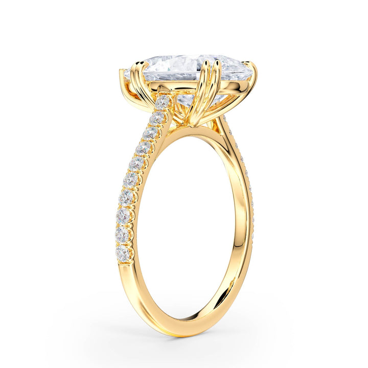 Elevé Pear Diamond Engagement Ring with Pavé Band - R1094 in Ring by 18 KARATS INC.
