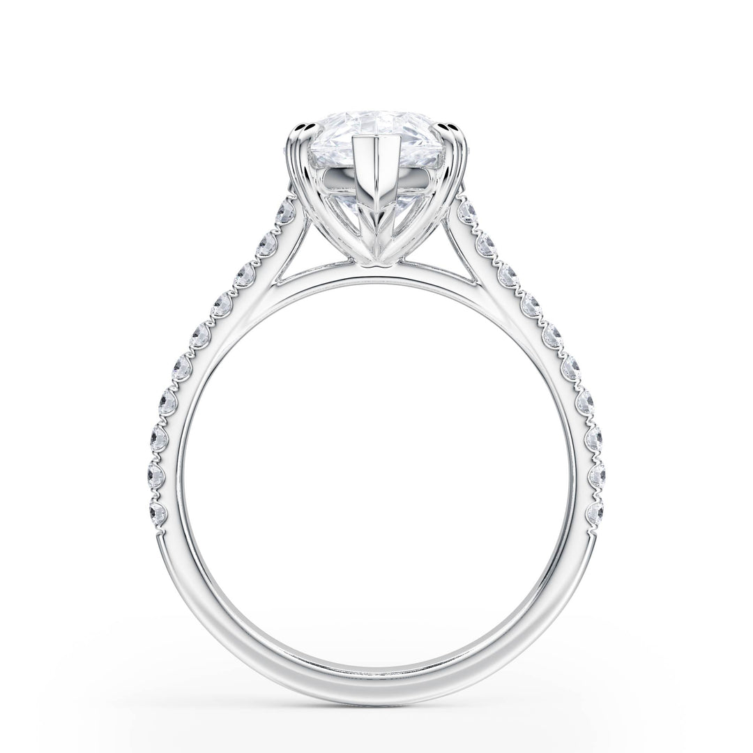 Elevé Pear Diamond Engagement Ring with Pavé Band - R1094 in Ring by 18 KARATS INC.
