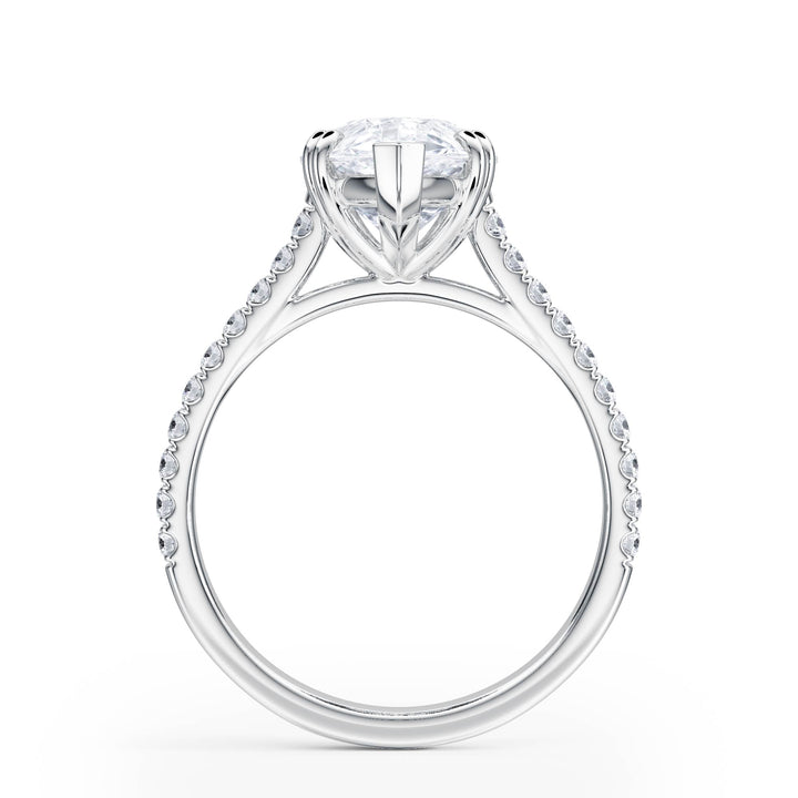 Elevé Pear Diamond Engagement Ring with Pavé Band - R1094 in Ring by 18 KARATS INC.