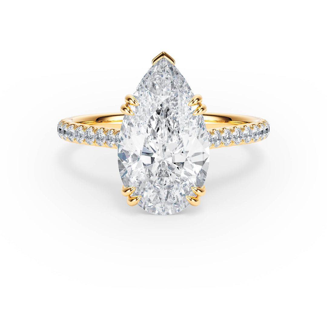 Elevé Pear Diamond Engagement Ring with Pavé Band - R1094 in Ring by 18 KARATS INC.