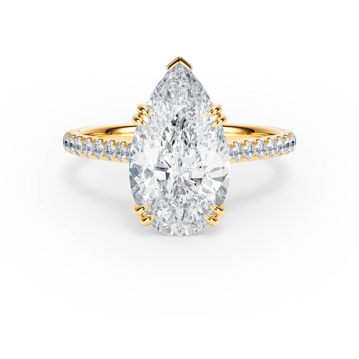 Elevé Pear Diamond Engagement Ring with Pavé Band - R1094 in Ring by 18 KARATS INC.