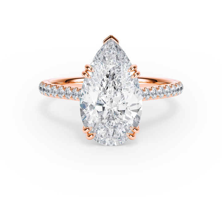 Elevé Pear Diamond Engagement Ring with Pavé Band - R1094 in Ring by 18 KARATS INC.
