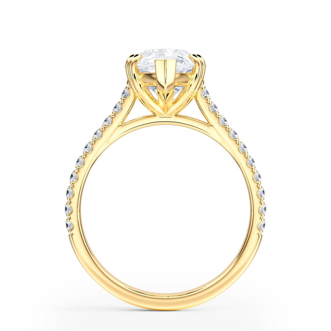 Elevé Pear Diamond Engagement Ring with Pavé Band - R1094 in Ring by 18 KARATS INC.