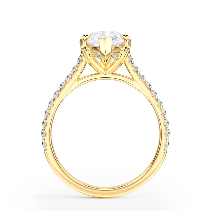 Elevé Pear Diamond Engagement Ring with Pavé Band - R1094 in Ring by 18 KARATS INC.