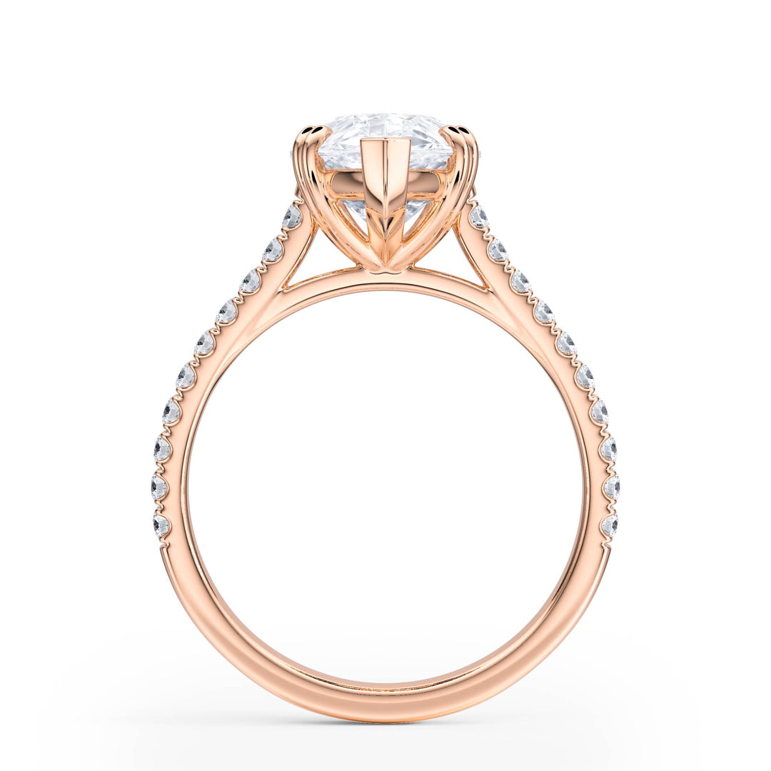 Elevé Pear Diamond Engagement Ring with Pavé Band - R1094 in Ring by 18 KARATS INC.
