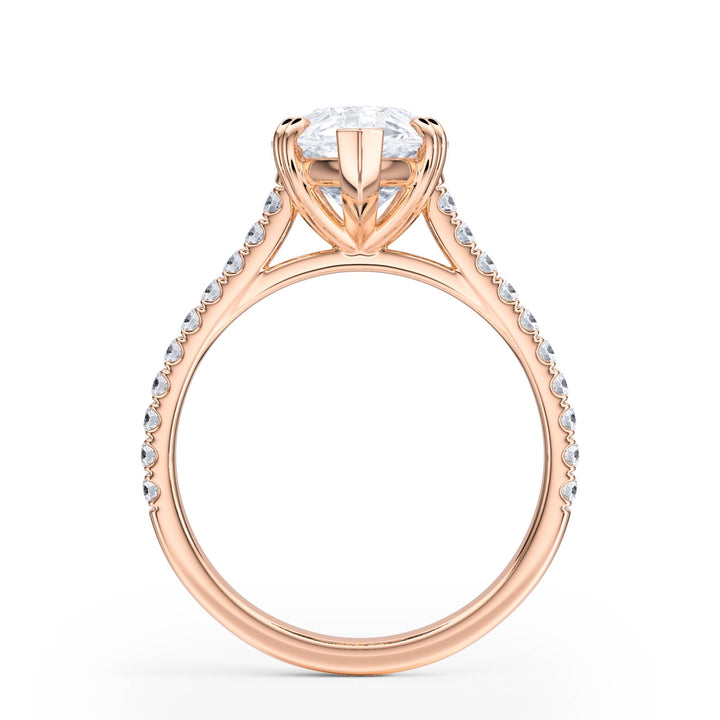 Elevé Pear Diamond Engagement Ring with Pavé Band - R1094 in Ring by 18 KARATS INC.