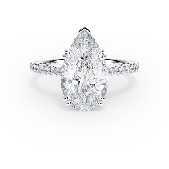 Elevé Pear Diamond Engagement Ring with Pavé Band - R1094 in Ring by 18 KARATS INC.