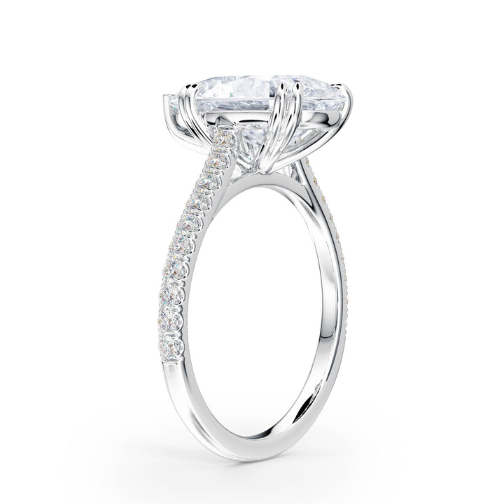 Elevé Pear Diamond Engagement Ring with Pavé Band - R1094 in Ring by 18 KARATS INC.