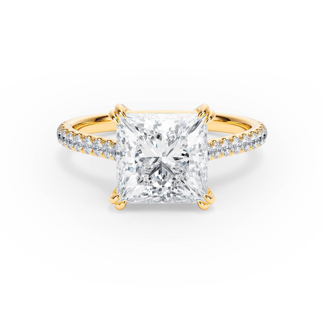 Elevé Princess Diamond Engagement Ring with Pavé Band - R1093 in Ring by 18 KARATS INC.
