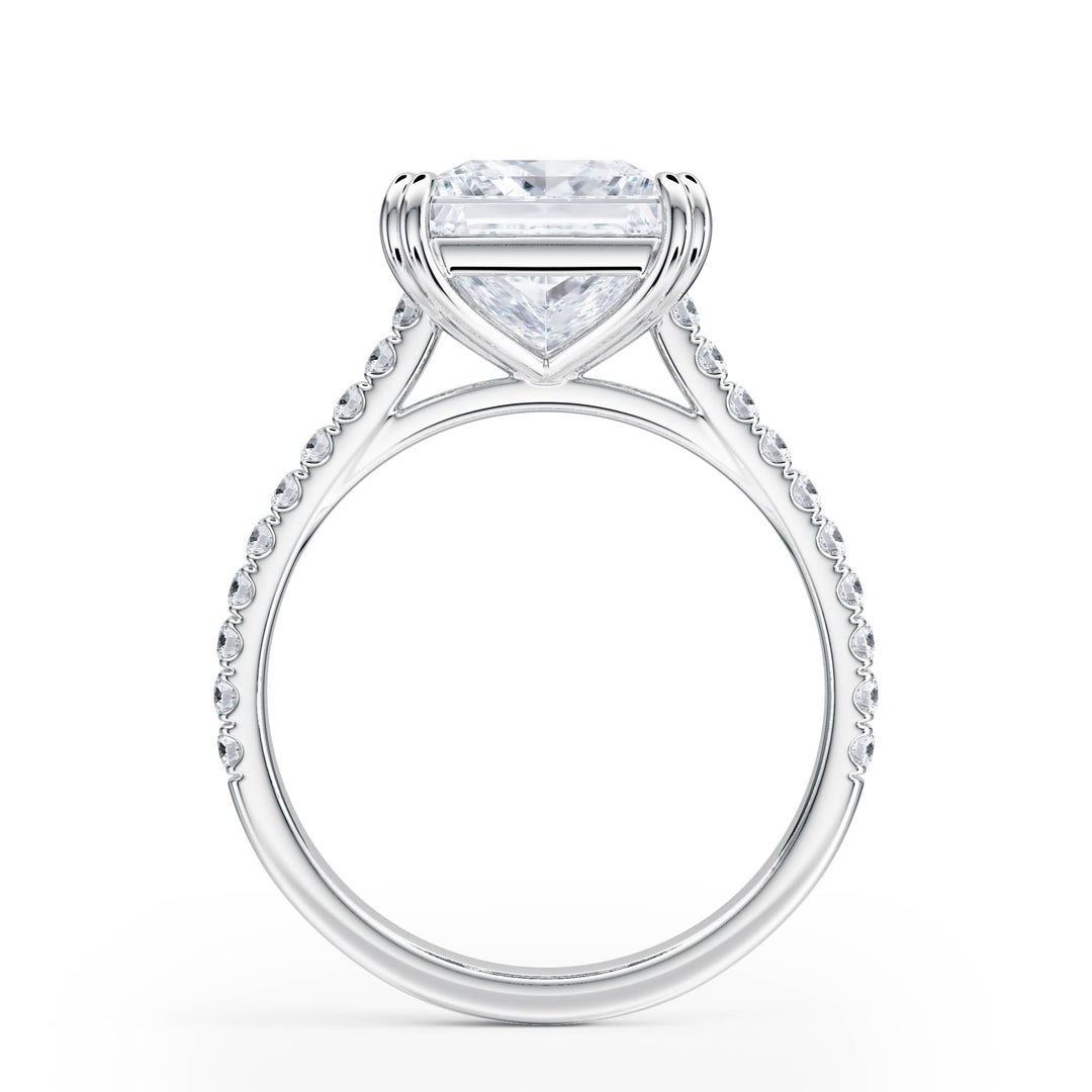 Elevé Princess Diamond Engagement Ring with Pavé Band - R1093 in Ring by 18 KARATS INC.