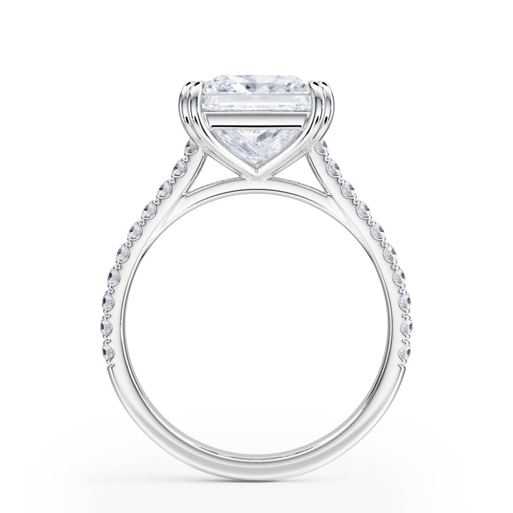 Elevé Princess Diamond Engagement Ring with Pavé Band - R1093 in Ring by 18 KARATS INC.