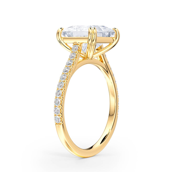 Elevé Princess Diamond Engagement Ring with Pavé Band - R1093 in Ring by 18 KARATS INC.