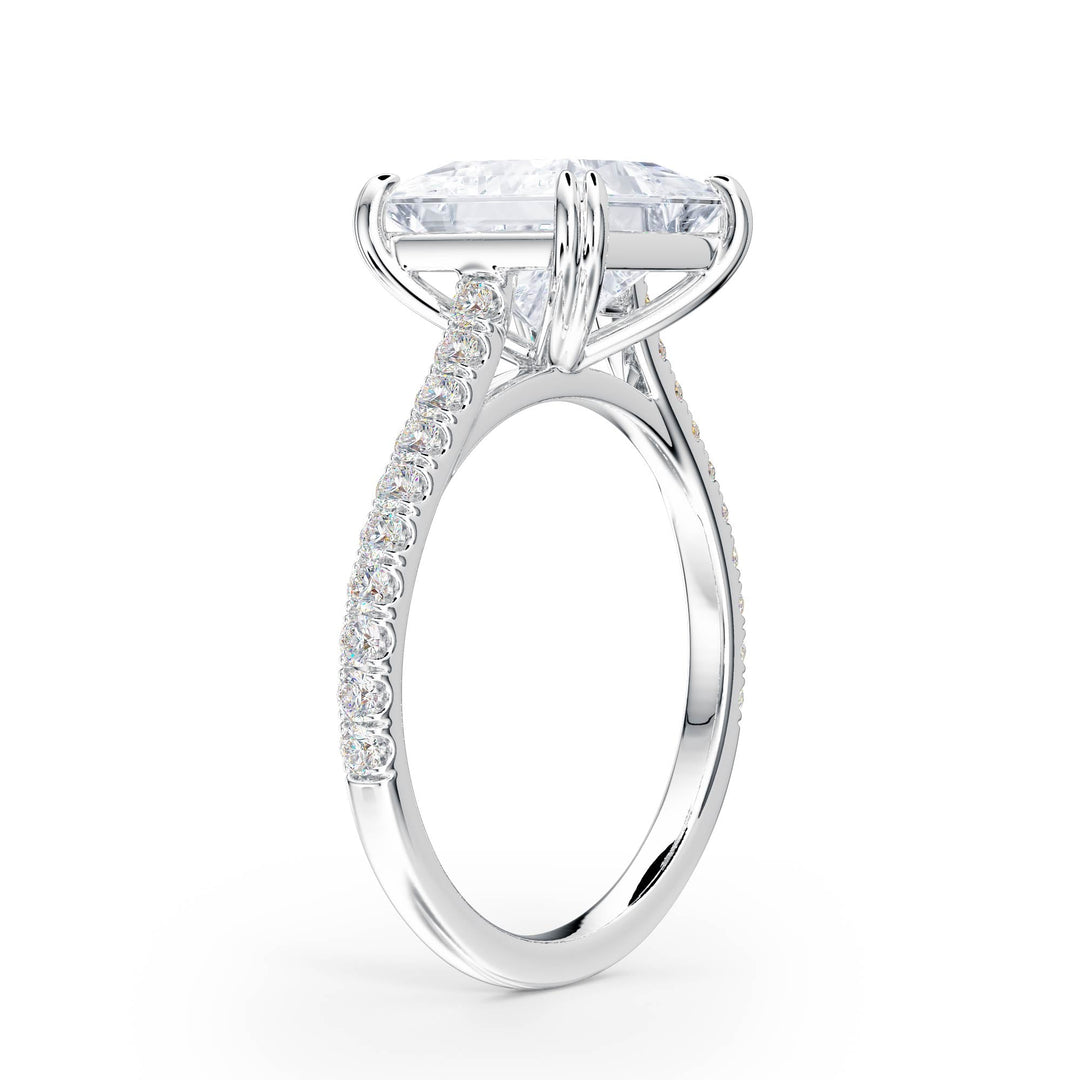 Elevé Princess Diamond Engagement Ring with Pavé Band - R1093 in Ring by 18 KARATS INC.