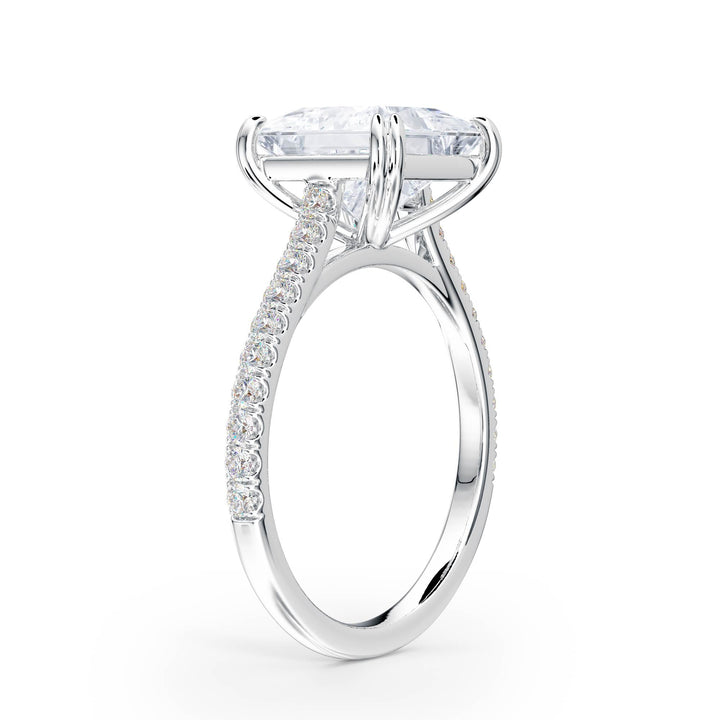 Elevé Princess Diamond Engagement Ring with Pavé Band - R1093 in Ring by 18 KARATS INC.
