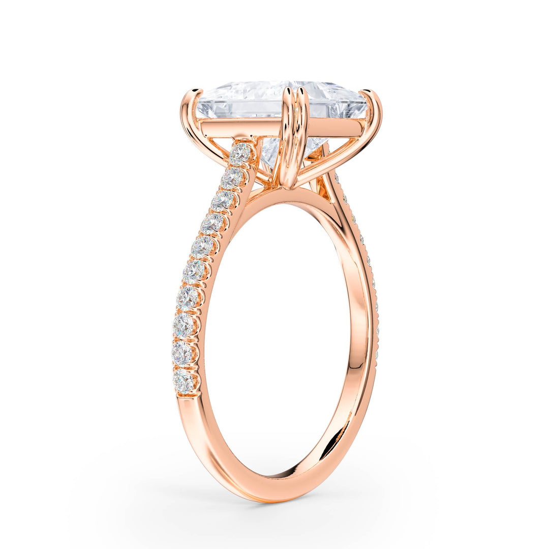Elevé Princess Diamond Engagement Ring with Pavé Band - R1093 in Ring by 18 KARATS INC.