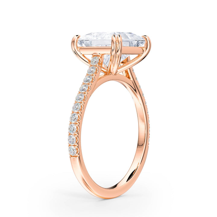 Elevé Princess Diamond Engagement Ring with Pavé Band - R1093 in Ring by 18 KARATS INC.