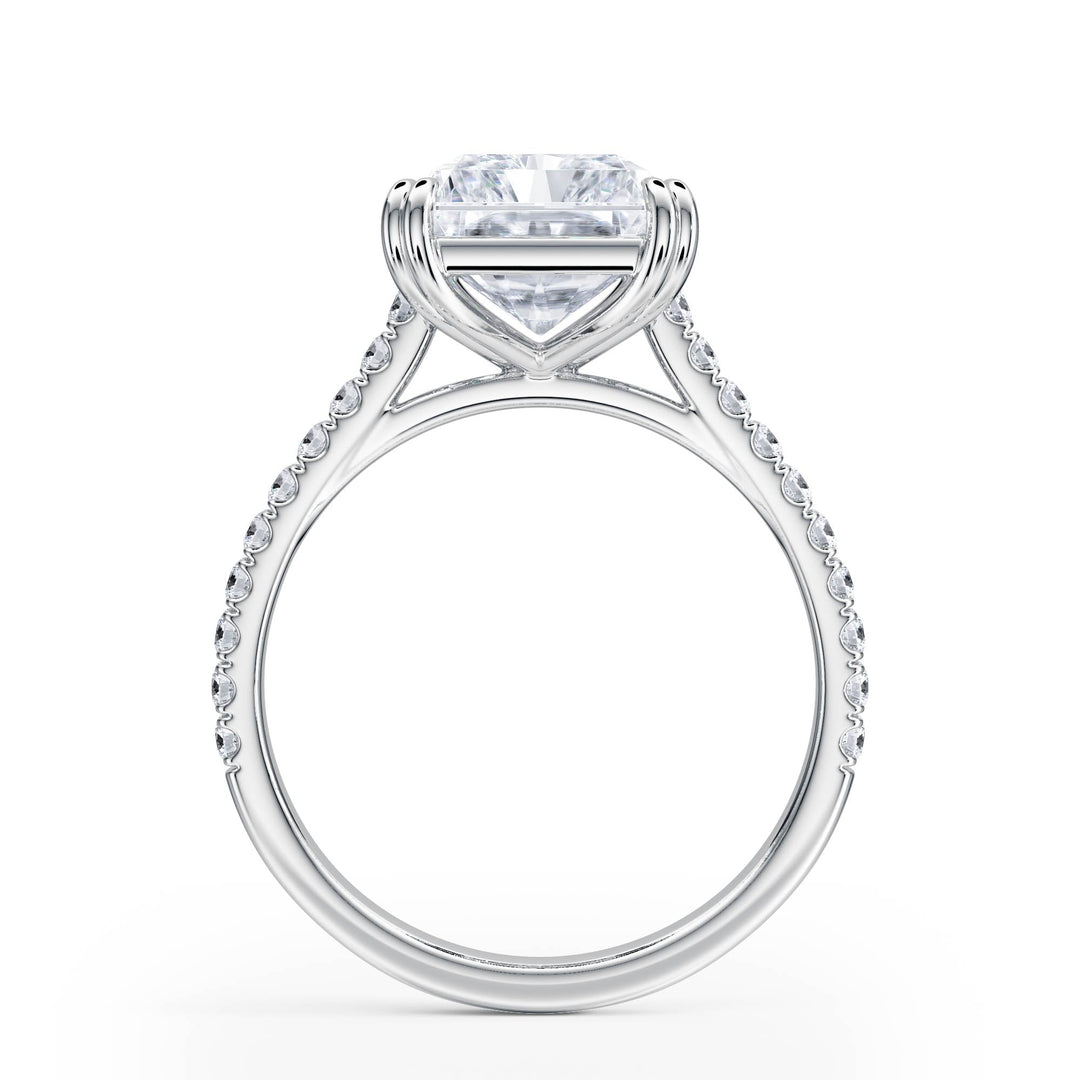 Elevé Radiant Diamond Engagement Ring with Pavé Band - R1092 in Ring by 18 KARATS INC.