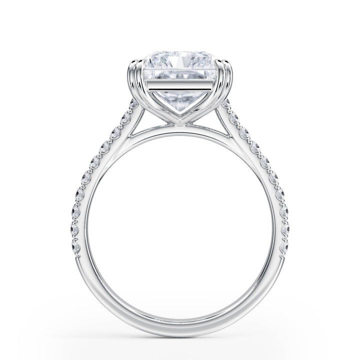Elevé Radiant Diamond Engagement Ring with Pavé Band - R1092 in Ring by 18 KARATS INC.