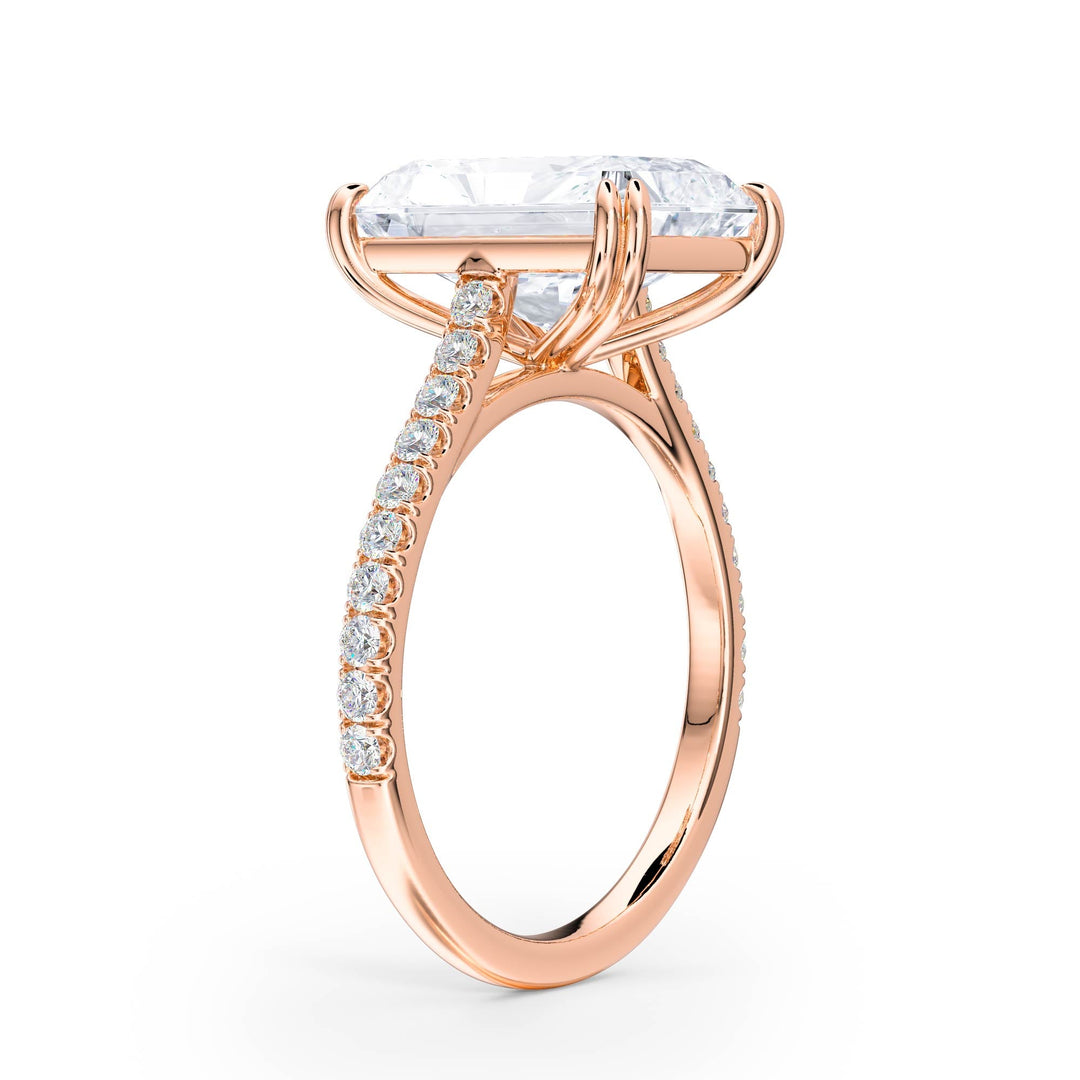 Elevé Radiant Diamond Engagement Ring with Pavé Band - R1092 in Ring by 18 KARATS INC.