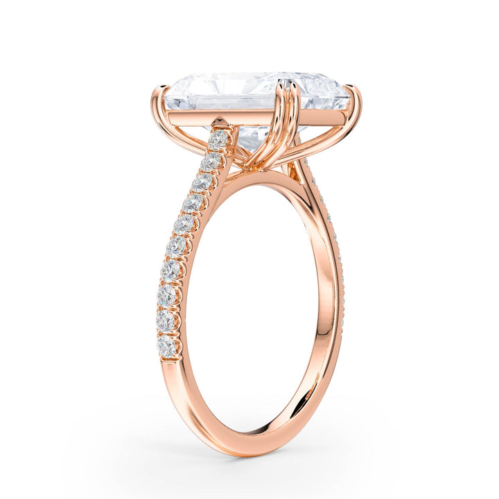 Elevé Radiant Diamond Engagement Ring with Pavé Band - R1092 in Ring by 18 KARATS INC.