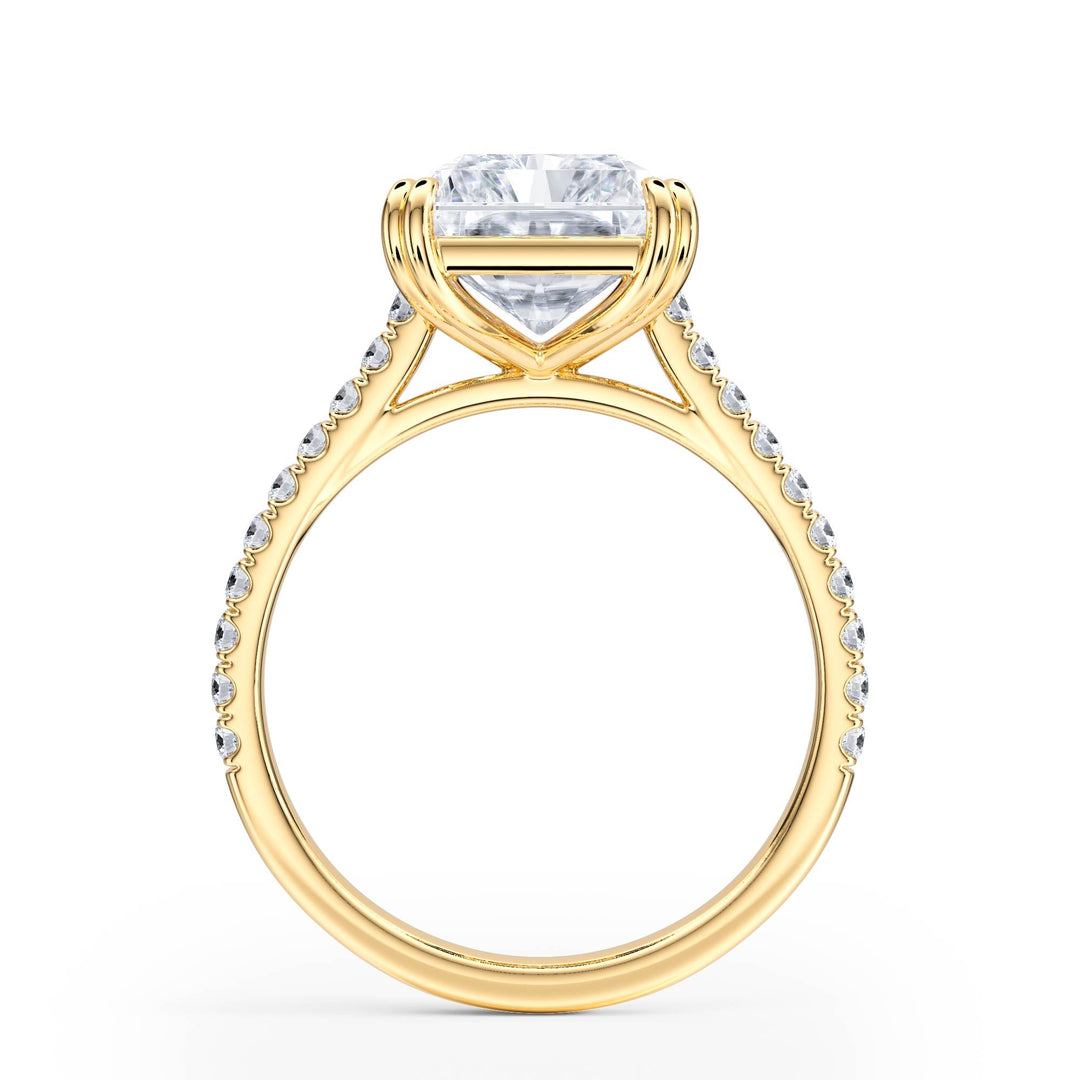 Elevé Radiant Diamond Engagement Ring with Pavé Band - R1092 in Ring by 18 KARATS INC.