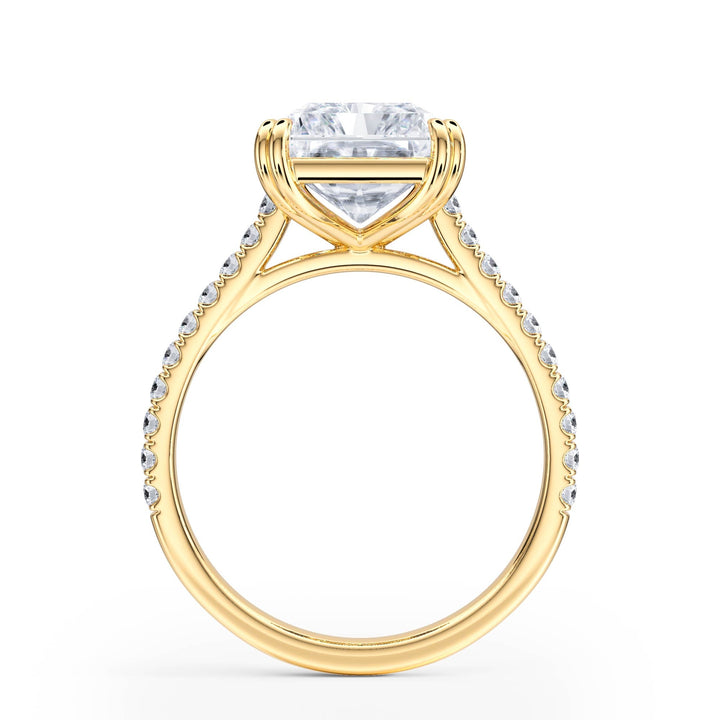 Elevé Radiant Diamond Engagement Ring with Pavé Band - R1092 in Ring by 18 KARATS INC.