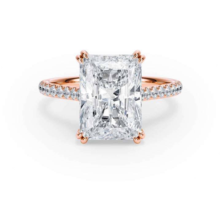 Elevé Radiant Diamond Engagement Ring with Pavé Band - R1092 in Ring by 18 KARATS INC.