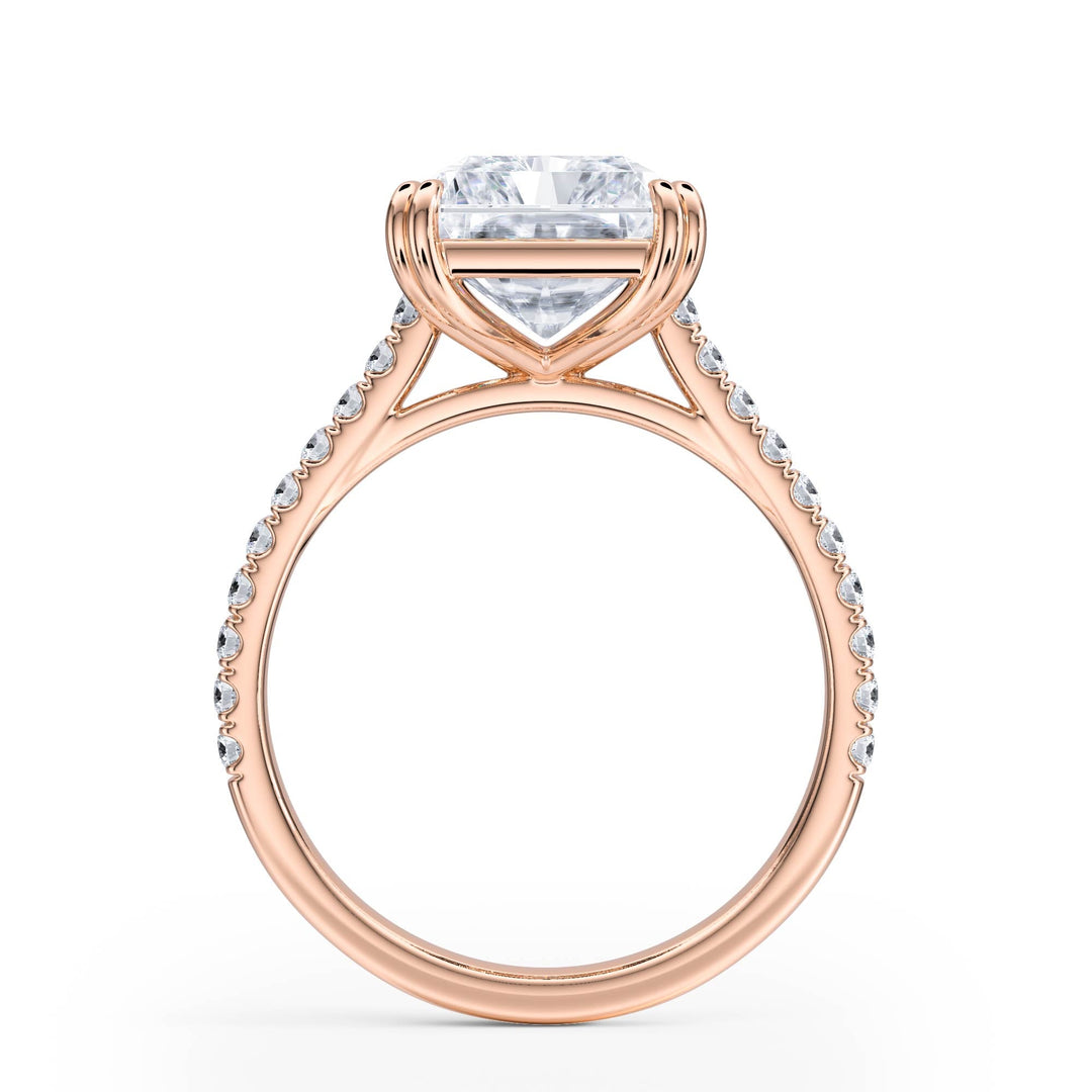 Elevé Radiant Diamond Engagement Ring with Pavé Band - R1092 in Ring by 18 KARATS INC.