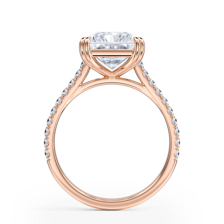 Elevé Radiant Diamond Engagement Ring with Pavé Band - R1092 in Ring by 18 KARATS INC.