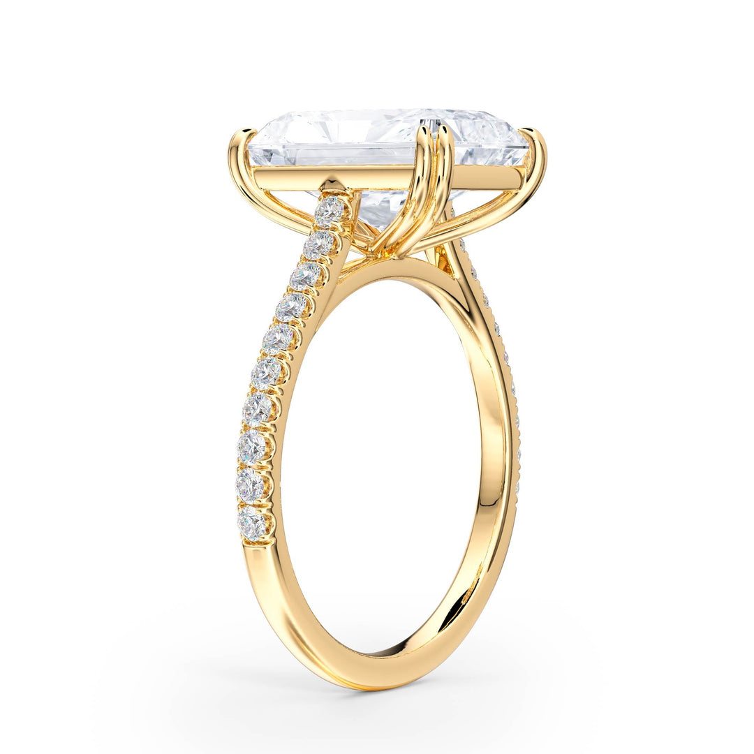 Elevé Radiant Diamond Engagement Ring with Pavé Band - R1092 in Ring by 18 KARATS INC.
