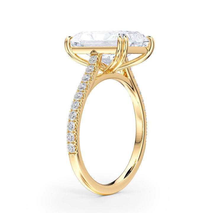 Elevé Radiant Diamond Engagement Ring with Pavé Band - R1092 in Ring by 18 KARATS INC.