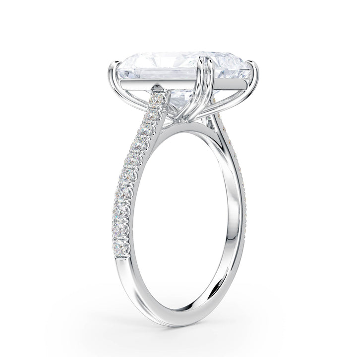 Elevé Radiant Diamond Engagement Ring with Pavé Band - R1092 in Ring by 18 KARATS INC.