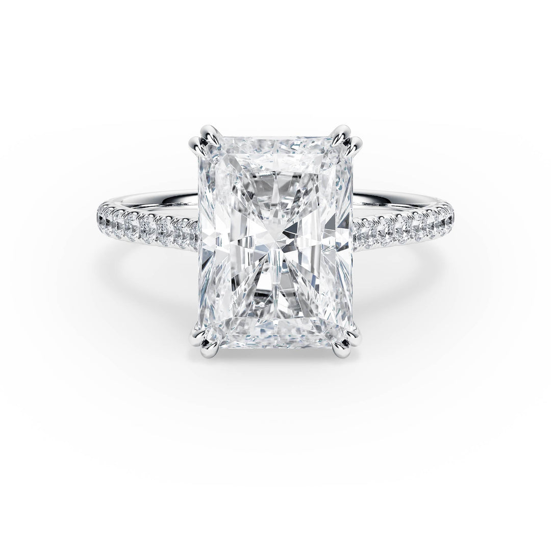 Elevé Radiant Diamond Engagement Ring with Pavé Band - R1092 in Ring by 18 KARATS INC.