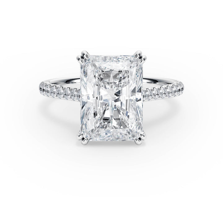 Elevé Radiant Diamond Engagement Ring with Pavé Band - R1092 in Ring by 18 KARATS INC.