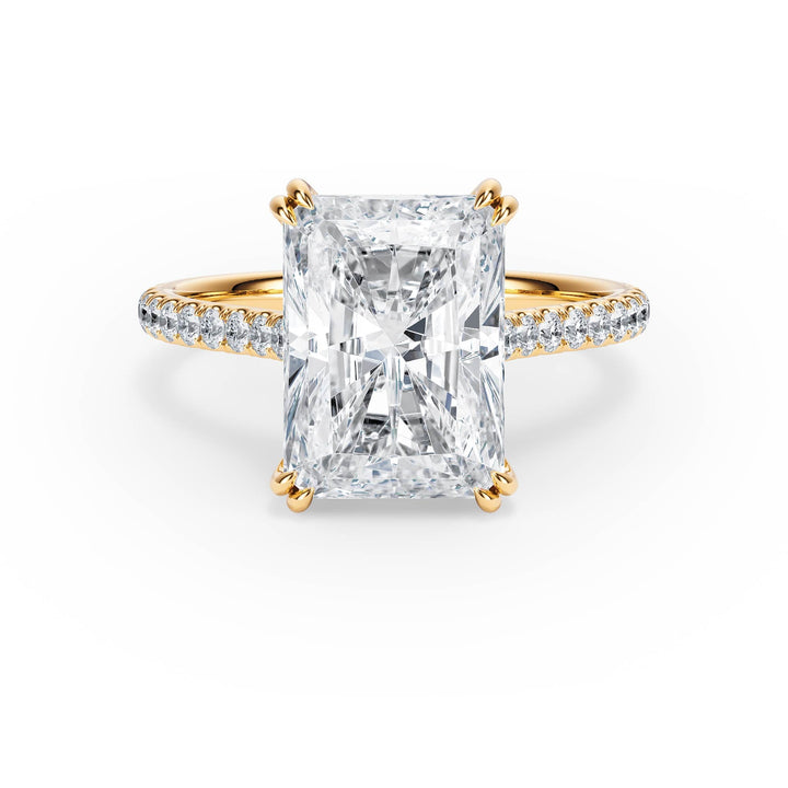 Elevé Radiant Diamond Engagement Ring with Pavé Band - R1092 in Ring by 18 KARATS INC.