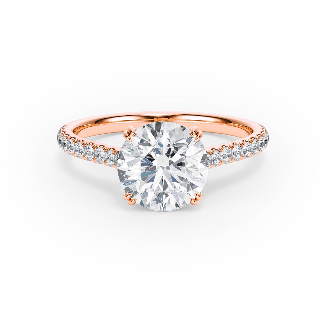 Elevé Round Diamond Engagement Ring with Pavé Band - R1091 in Ring by 18 KARATS INC.