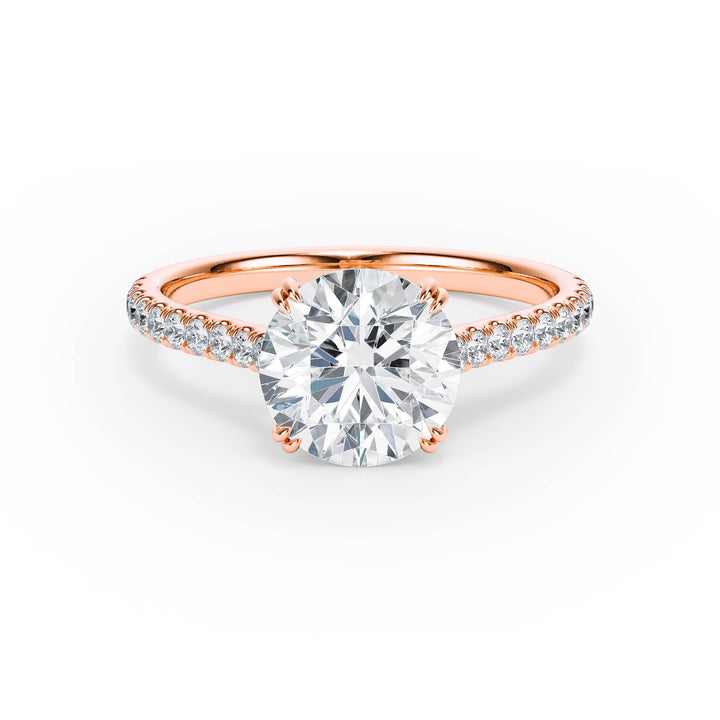 Elevé Round Diamond Engagement Ring with Pavé Band - R1091 in Ring by 18 KARATS INC.