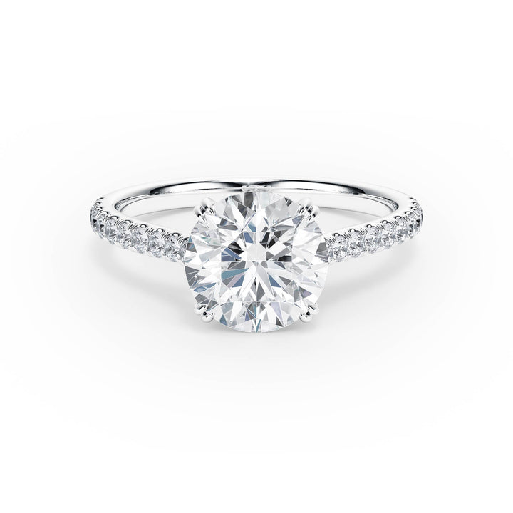 Elevé Round Diamond Engagement Ring with Pavé Band - R1091 in Ring by 18 KARATS INC.