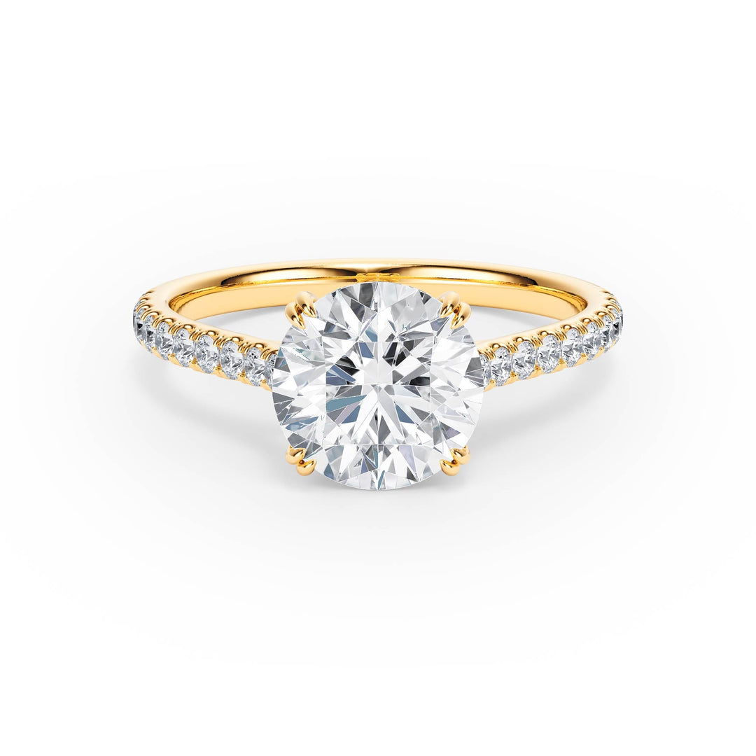 Elevé Round Diamond Engagement Ring with Pavé Band - R1091 in Ring by 18 KARATS INC.